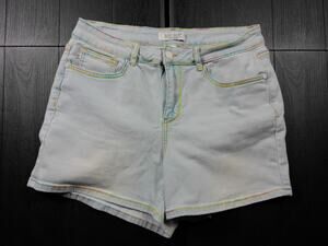 Judy Blue Mid-Rise Rainbow Thread Denim Shorts Sz XL